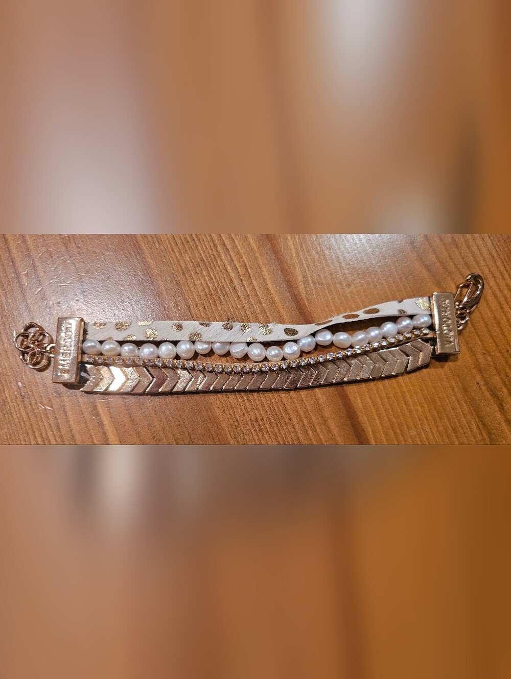 Victoria Emerson Gold and White Multi-Strand Bracelet